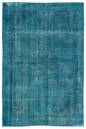 Turquoise Over Dyed Vintage Rug 6'2'' x 9'3'' ft 189 x 283 cm