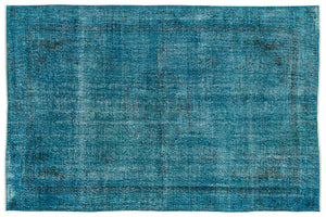 Turquoise Over Dyed Vintage Rug 6'2'' x 9'3'' ft 189 x 283 cm