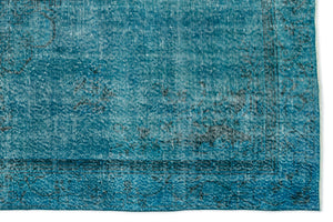 Turquoise Over Dyed Vintage Rug 6'2'' x 9'3'' ft 189 x 283 cm