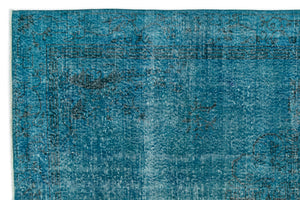 Turquoise Over Dyed Vintage Rug 6'2'' x 9'3'' ft 189 x 283 cm
