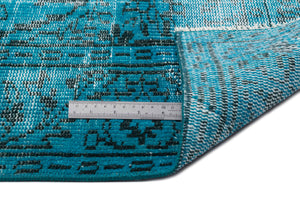 Turquoise Over Dyed Vintage Rug 5'10'' x 9'7'' ft 178 x 292 cm