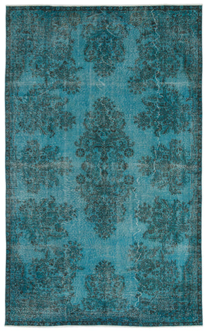 Turquoise Over Dyed Vintage Rug 6'0'' x 9'9'' ft 183 x 297 cm