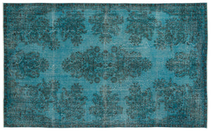 Turquoise Over Dyed Vintage Rug 6'0'' x 9'9'' ft 183 x 297 cm