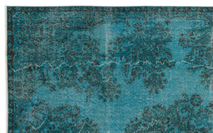 Turquoise Over Dyed Vintage Rug 6'0'' x 9'9'' ft 183 x 297 cm