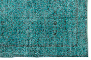 Turquoise Over Dyed Vintage Rug 6'4'' x 9'10'' ft 194 x 300 cm