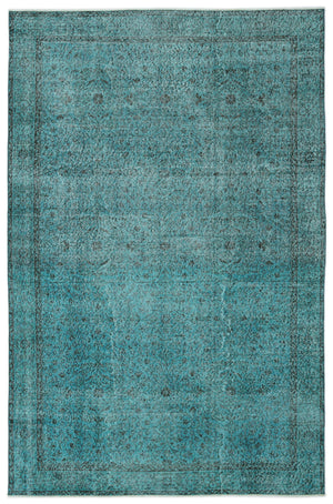 Turquoise Over Dyed Vintage Rug 6'4'' x 9'10'' ft 194 x 300 cm