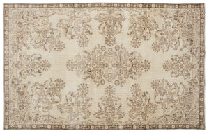 Beige Over Dyed Vintage Rug 6'3'' x 10'1'' ft 191 x 307 cm
