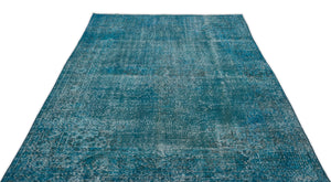 Turquoise Over Dyed Vintage Rug 5'8'' x 9'1'' ft 172 x 277 cm