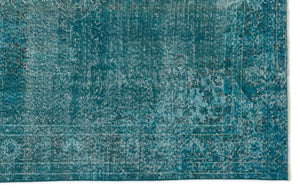 Turquoise Over Dyed Vintage Rug 5'8'' x 9'1'' ft 172 x 277 cm