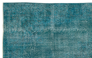 Turquoise Over Dyed Vintage Rug 5'8'' x 9'1'' ft 172 x 277 cm