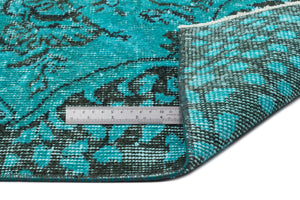 Turquoise Over Dyed Vintage Rug 5'7'' x 9'5'' ft 171 x 286 cm