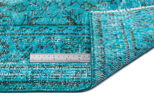 Turquoise Over Dyed Vintage Rug 5'11'' x 9'8'' ft 180 x 295 cm