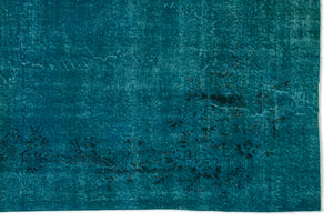 Turquoise Over Dyed Vintage Rug 6'12'' x 10'7'' ft 213 x 323 cm