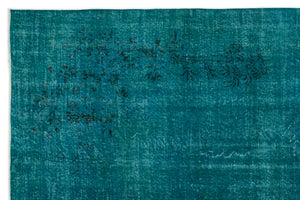 Turquoise Over Dyed Vintage Rug 6'12'' x 10'7'' ft 213 x 323 cm