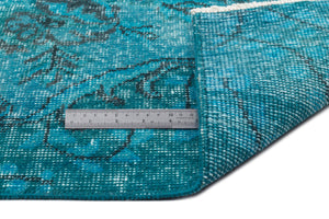Turquoise Over Dyed Vintage Rug 6'5'' x 10'6'' ft 195 x 319 cm