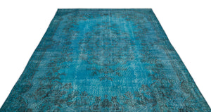 Turquoise Over Dyed Vintage Rug 6'5'' x 10'6'' ft 195 x 319 cm