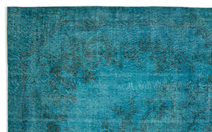 Turquoise Over Dyed Vintage Rug 6'5'' x 10'6'' ft 195 x 319 cm