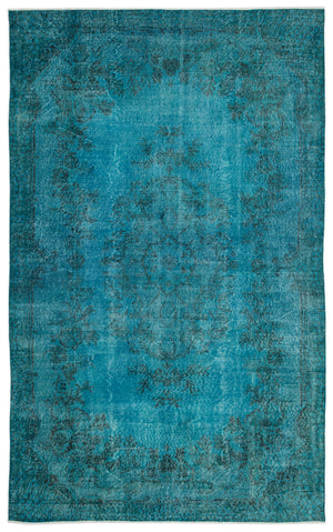 Turquoise Over Dyed Vintage Rug 6'5'' x 10'6'' ft 195 x 319 cm