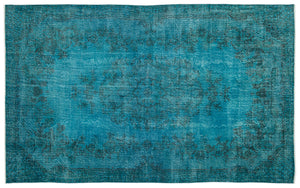Turquoise Over Dyed Vintage Rug 6'5'' x 10'6'' ft 195 x 319 cm
