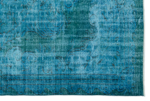 Turquoise Over Dyed Vintage Rug 5'11'' x 8'11'' ft 181 x 272 cm