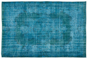 Turquoise Over Dyed Vintage Rug 5'11'' x 8'11'' ft 181 x 272 cm