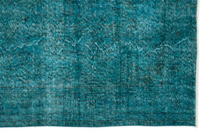 Turquoise  Over Dyed Vintage Rug 5'2'' x 8'0'' ft 158 x 244 cm
