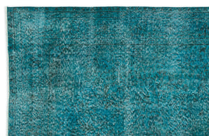 Turquoise  Over Dyed Vintage Rug 5'2'' x 8'0'' ft 158 x 244 cm