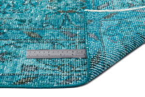 Turquoise Over Dyed Vintage Rug 5'10'' x 8'12'' ft 177 x 274 cm