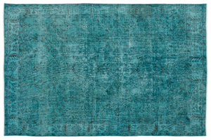 Turquoise Over Dyed Vintage Rug 5'10'' x 8'12'' ft 177 x 274 cm