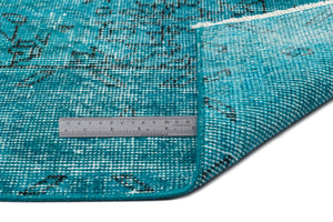 Turquoise  Over Dyed Vintage Rug 5'6'' x 9'5'' ft 168 x 286 cm