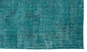 Turquoise  Over Dyed Vintage Rug 5'6'' x 9'5'' ft 168 x 286 cm