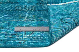 Turquoise Over Dyed Vintage Rug 6'0'' x 9'7'' ft 183 x 292 cm