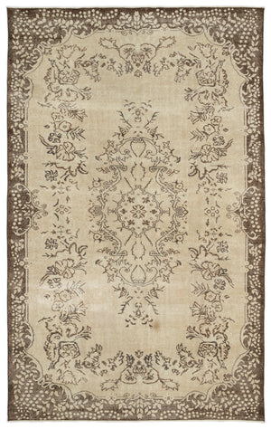 Beige Over Dyed Vintage Rug 6'3'' x 9'11'' ft 190 x 302 cm