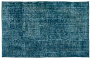 Turquoise Over Dyed Vintage Rug 6'5'' x 10'0'' ft 196 x 306 cm