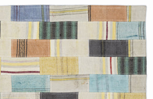 Mixed Over Dyed Kilim Patchwork Unique Rug 3'11'' x 5'11'' ft 120 x 180 cm