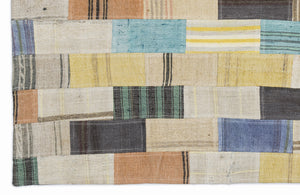 Mixed Over Dyed Kilim Patchwork Unique Rug 3'11'' x 5'11'' ft 120 x 180 cm