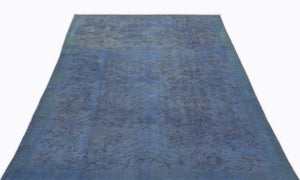 Blue Over Dyed Vintage Rug 4'10'' x 8'4'' ft 147 x 253 cm