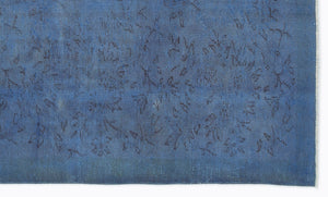 Blue Over Dyed Vintage Rug 4'10'' x 8'4'' ft 147 x 253 cm
