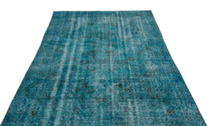 Turquoise  Over Dyed Vintage Rug 5'3'' x 8'8'' ft 161 x 264 cm