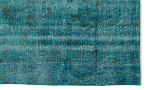 Turquoise  Over Dyed Vintage Rug 5'3'' x 8'8'' ft 161 x 264 cm