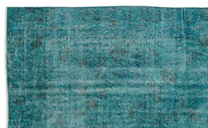 Turquoise  Over Dyed Vintage Rug 5'3'' x 8'8'' ft 161 x 264 cm