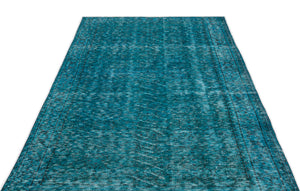 Turquoise Over Dyed Vintage Rug 4'9'' x 8'4'' ft 145 x 255 cm