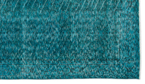 Turquoise Over Dyed Vintage Rug 4'9'' x 8'4'' ft 145 x 255 cm