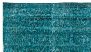 Turquoise Over Dyed Vintage Rug 4'9'' x 8'4'' ft 145 x 255 cm
