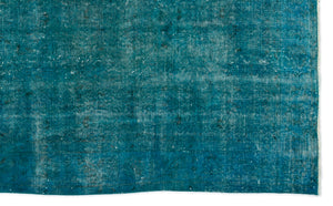 Turquoise Over Dyed Vintage Rug 4'11'' x 8'2'' ft 150 x 250 cm
