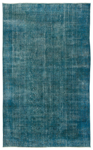 Turquoise Over Dyed Vintage Rug 4'11'' x 8'2'' ft 150 x 250 cm