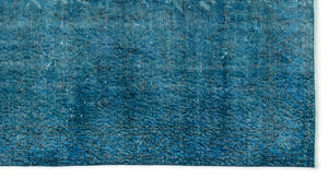 Turquoise Over Dyed Vintage Rug 3'7'' x 6'9'' ft 110 x 207 cm