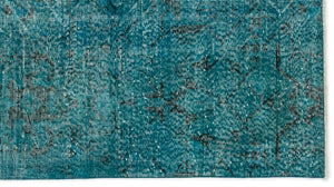 Turquoise Over Dyed Vintage Rug 3'9'' x 6'11'' ft 115 x 211 cm