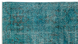 Turquoise Over Dyed Vintage Rug 3'9'' x 6'11'' ft 115 x 211 cm