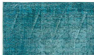Turquoise Over Dyed Vintage Rug 3'10'' x 6'10'' ft 118 x 208 cm